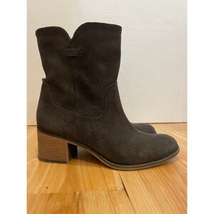 Franco Sarto MISSION Suede Booties Gray Block Heel Western Style Women's 8.5